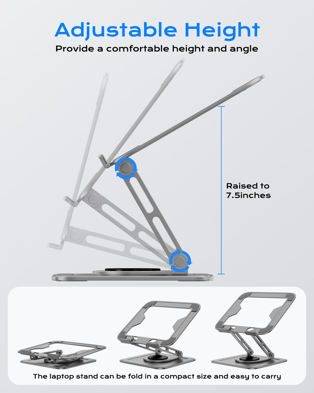 LOXP Adjustable Laptop Stand for Desk with 360 Base
