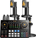 MAONO Podcast Equipment Bundle for 2: Audio Interface Mixer with 2 XLR Condenser Mic Noise Reduction Podcast Streaming MaonoCaster E2 Gen2B