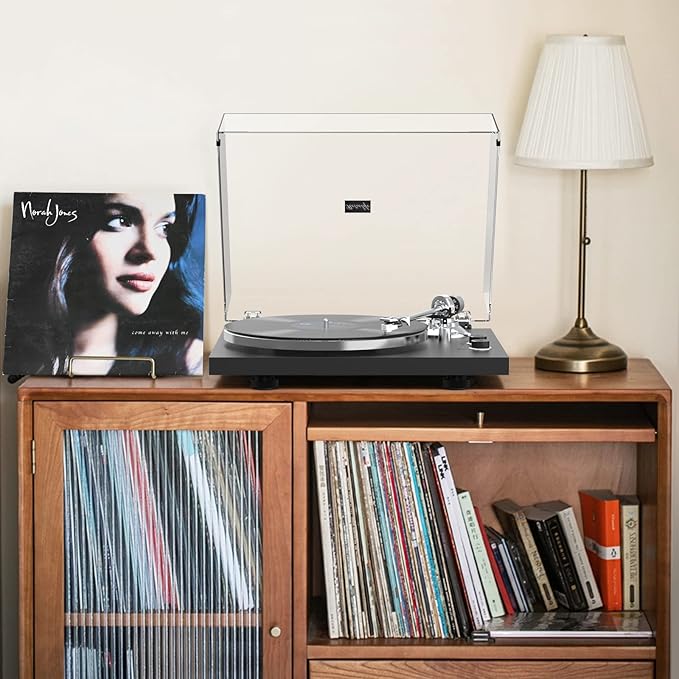 Turntables Belt-Drive Record Player with Wireless Output Connectivity, Vinyl Player Support 33&45 RPM Speed Phono Line USB Digital to PC Recording with Advanced Magnetic Cartridge&Counterweight Black