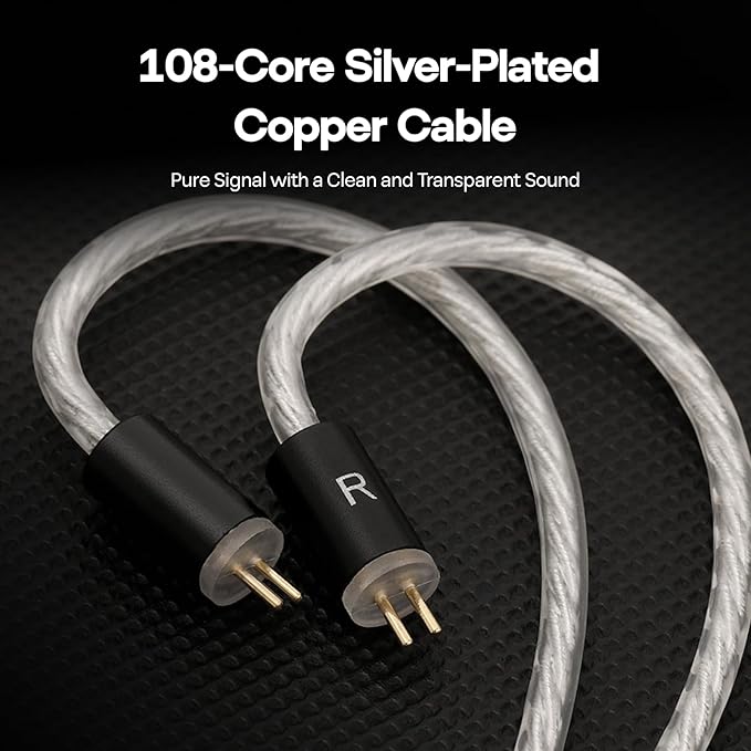 Linsoul Kefine Klean in Ear Monitor,10mm DLC Diaphragm Dynamic Driver HiFi Earphones,Wired Gaming Earbuds,Replaceable Nozzles,Detachable Silver-Plated Cable for Audiophile (No Mic 3.5mm, Black)