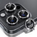 Choiche Compatible for iPhone 16 Pro/iPhone 16 Pro Max Camera Lens Protector Bling, 9H Tempered Glass Camera Cover Screen Protector Metal Ring Decoration Accessories (Glitter-Black)