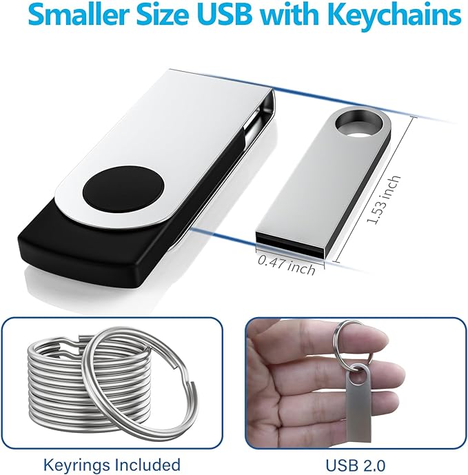 ABLAZE 1GB Flash Drive 10 Pack, Metal USB 2.0 Thumb Drives with Keychains USB Sticks Pendrives (Sliver)
