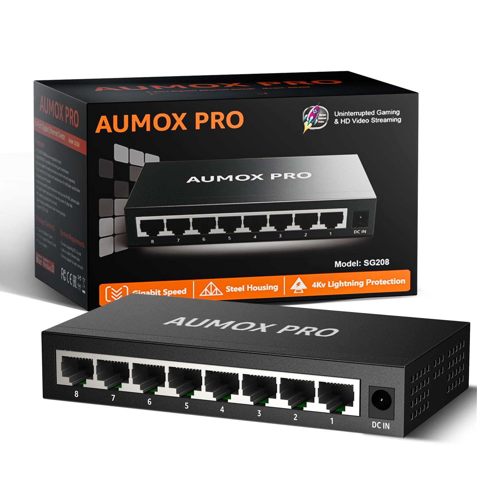 AUMOX PRO 5 Port Gigabit PoE Switch 78W 4 PoE+1 Uplink VLAN Unmanaged
