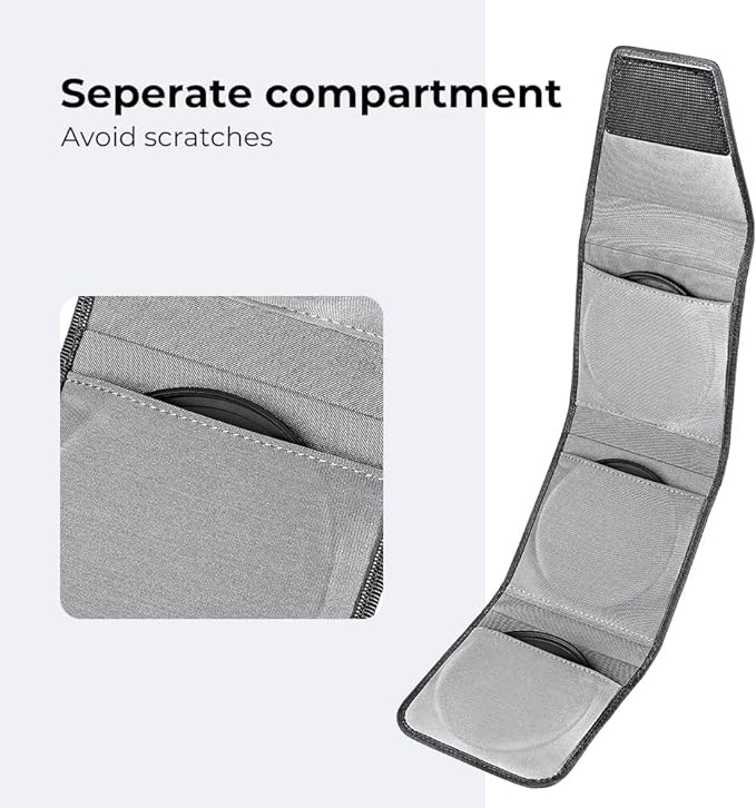 K&F Concept Optics Lens Filter Case, Holds 3 Filters Up to 62mm, Water & Dust Resistant Durable Protective Case, Folding Carry Pouch for Round or Square Filters for Canon Nikon Sony Camera Filters