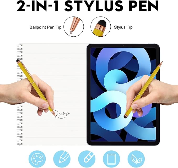 FIRCRE 15 Pack Stylus Pens for Touch Screens Stylus Pen Compatible with Phone Tablets Kindle and Black Ink Ballpoint Pens-2 in 1 Stylists Pens (8005 Rose Gold B)