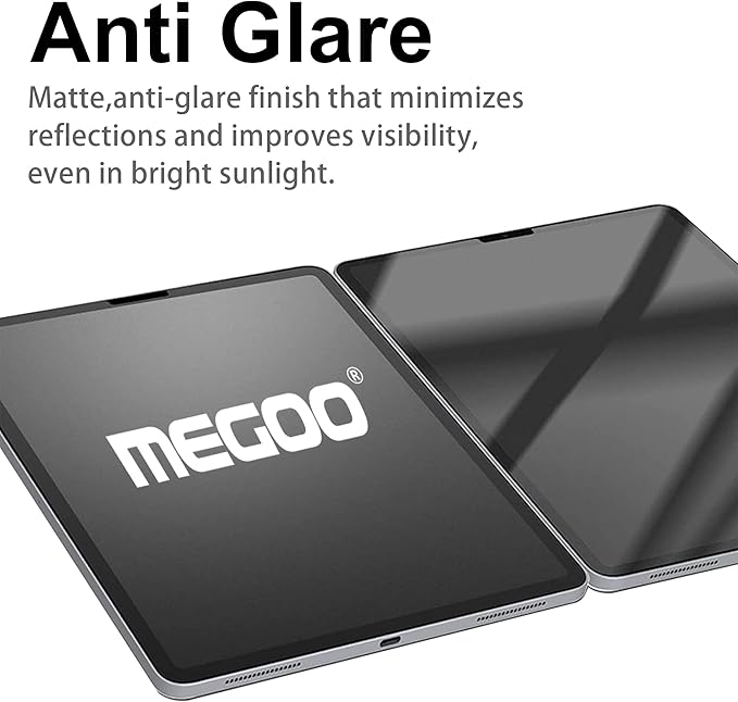 Megoo Paper Glass Screen Protector for iPad Air 13 Inch M2-M3(2024-2025 6/7th Gen),Anti-Glare/Writing Like on Paper/Matte Tempered Glass/Protective Case Compatible, 2-Pack