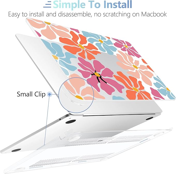 MEEgoodo Case for MacBook Air M4/M3/M2 13.6 inch 2025 2024 2022, Fit Model A3240 A3113 A2681, Compatible with MacBook Air 13 inch, Laptop Hard Shell Case with Keyboard Cover, Minimalist Style Floral