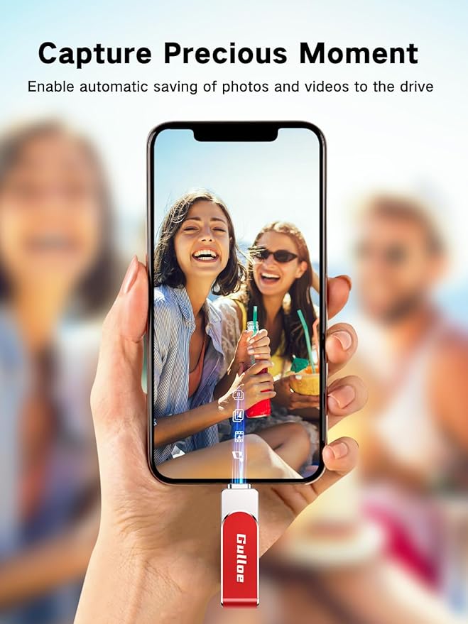 Gulloe 512GB Flash Drive Intended for iPhone, Memory Stick Storage for Photos and Videos Backup, Compatible with iPhone iPad Android PC, Plug and Play, No Application Required (Red)