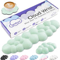 Cloud Wrist Rest Keyboard, Cloud Keyboard Wrist Pad Set with PU Leather Memory Foam, Cute Arm Rest for Palm Support, PC/Gaming Desk Accessories/Office Setup/Computer Hand Cushion - Light Green