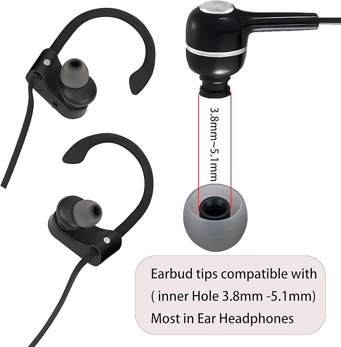 Silicone Earbud Tips Replacement Ear Tips Earbud Covers Fit Most in-Ear Earbuds(Inner Hole 3.8mm -5.1mm) Headphone Earbud Rubber Tips9 Pairs S M L