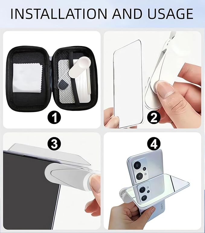 2024 Smartphone Camera Mirror Reflection Clip Kit - New Version: Adjustable Selfie Reflector, Mobile Phone Reflection Clip for All Phones (White+Black)