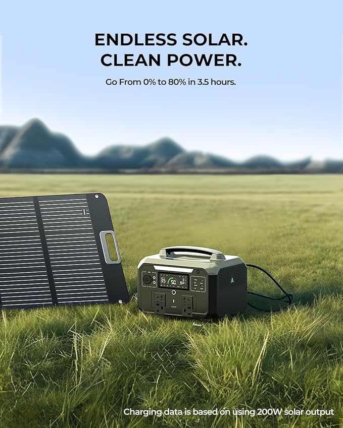 Andes 600 Pro Portable Power Station, 584Wh LiFePO4 Hybrid Battery Backup, [1 Hour 80%] Fast Charging, 600W SiCPrime Solar Generator for Outdoor Camping, RVs, Home Use (Solar Panel Optional)