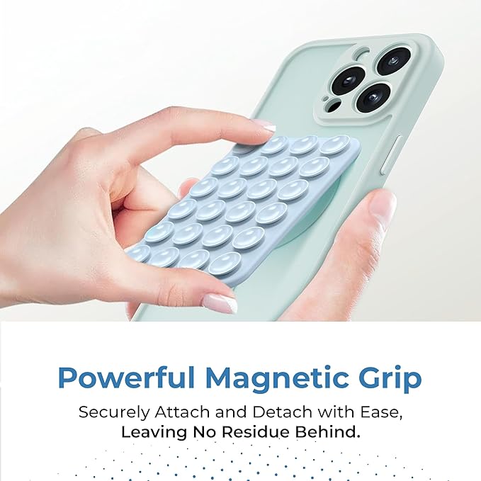 Sucky Upgraded Magnetic Suction Cell Phone Grip for MagSafe Case, Silicone Octo Cup Buddy Holder, Durable Magnet Phone Accessory for iPhone and Android (Mocha Brown)