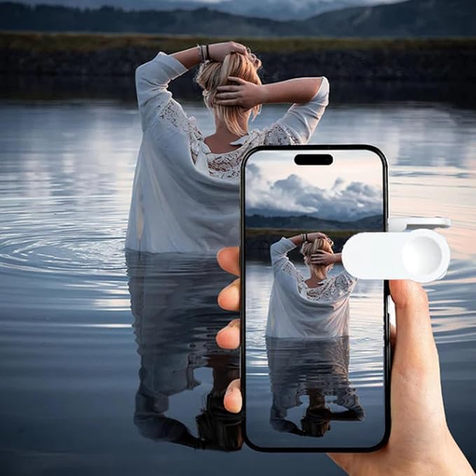 Mirror Effect Lens - Capture Stunning Reflections Instantly,Camera Mirror Reflection Clip for Back Camera Recording, Adjustable Hd Glass Phone Shooting Reflection Mirror (2pcs White)