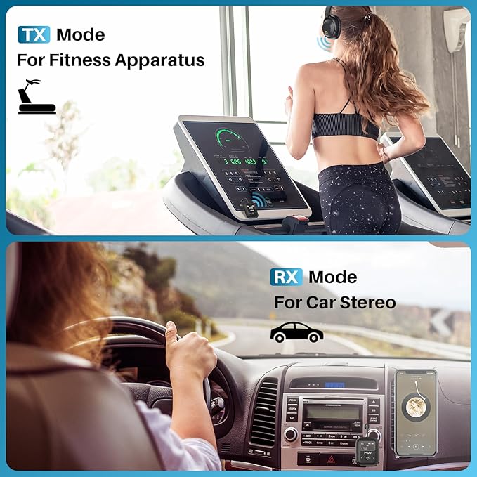 YMOO Bluetooth 5.4 Transmitter Receiver for Airplane, Wireless Bluetooth Adapter Travel Essentials, Supports to 2 Headphones, 25H Playtime, 2-in-1 Adapter with LED Display for TVs Gym Car Home