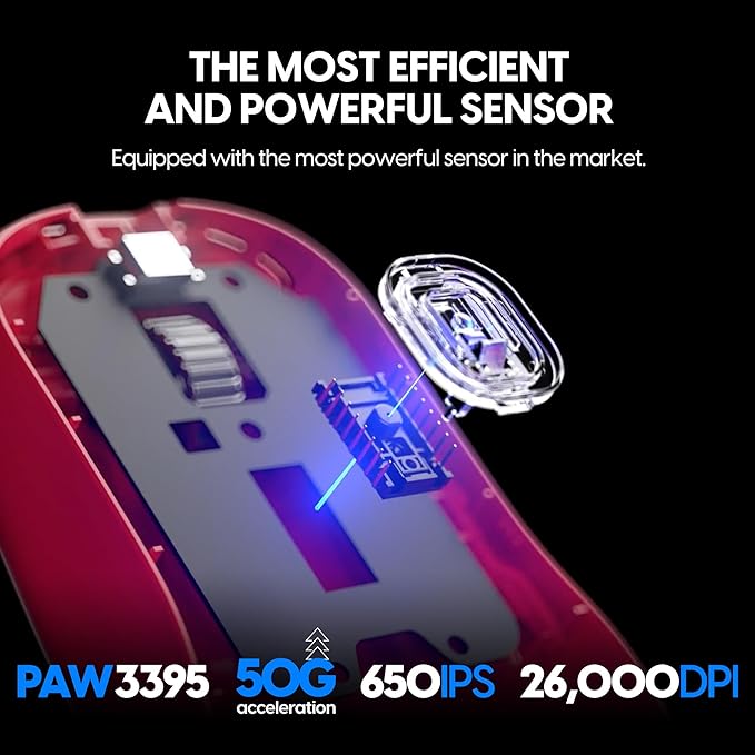 Pulsar Gaming Gears - X2H ES Wireless Gaming Mouse, Limited Edition, Symmetrical, Optical Switch, OLED Display, Driverless, PAW3395 Sensor, 100H Battery, 4K dongle Included (Medium, Red)