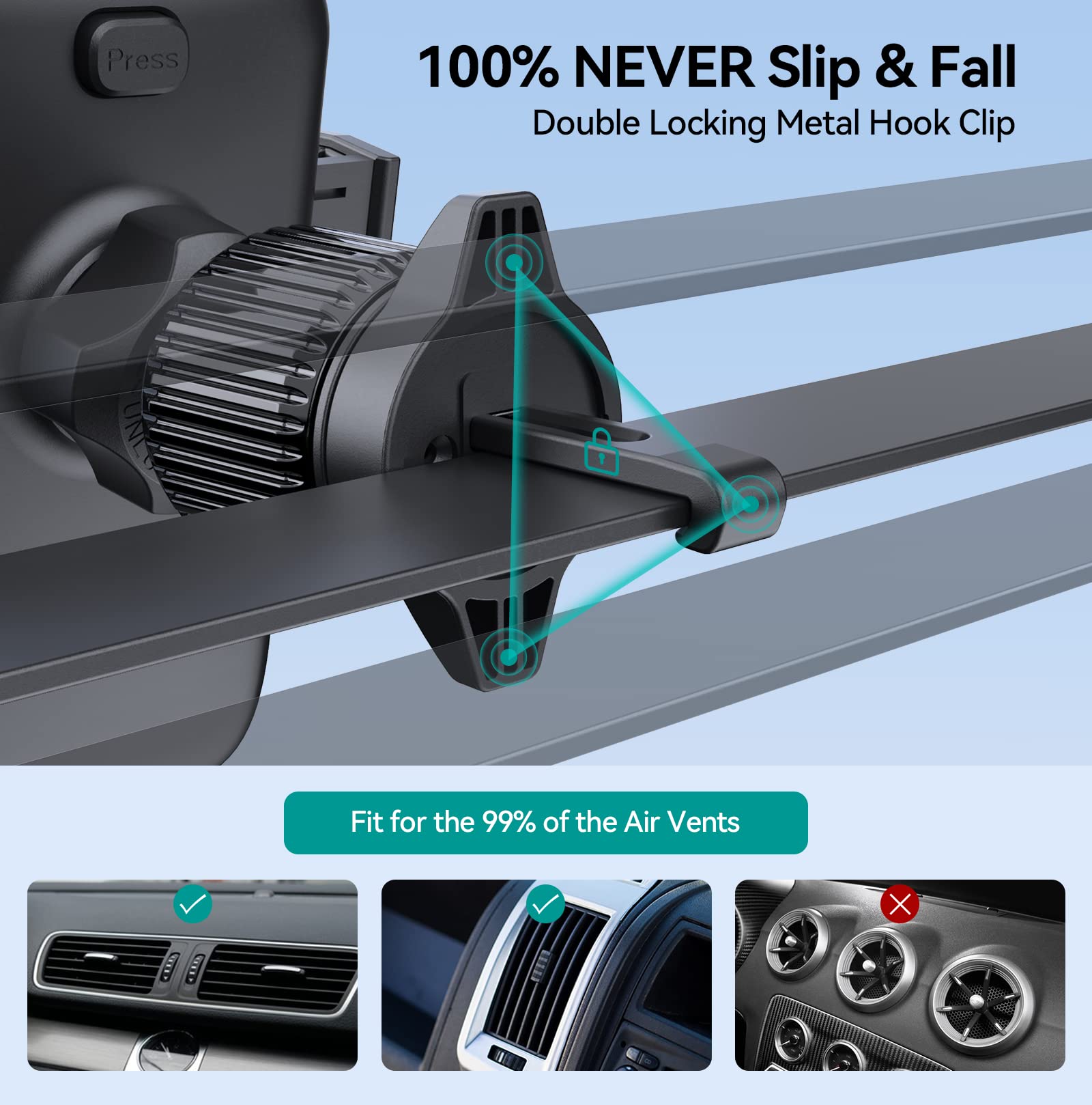 DOLYOFG Car Phone Holder Mount, [Military-Grade Suction & Super Sturdy Base] 3 in 1 Universal Phone Mount for Car Dashboard Windshield Air Vent Dash Pad Car Mount for iPhone Android Smartphone