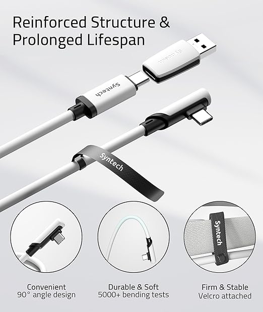 Syntech Link Cable 16FT Compatible with Oculus/Meta Quest 3/Quest 3S/Quest2/Pro/Pico 4 Accessories and PC/SteamVR, Upgraded Type C with USB 3.0 Adapter, High Speed Data Transfer Cord for VR Headset