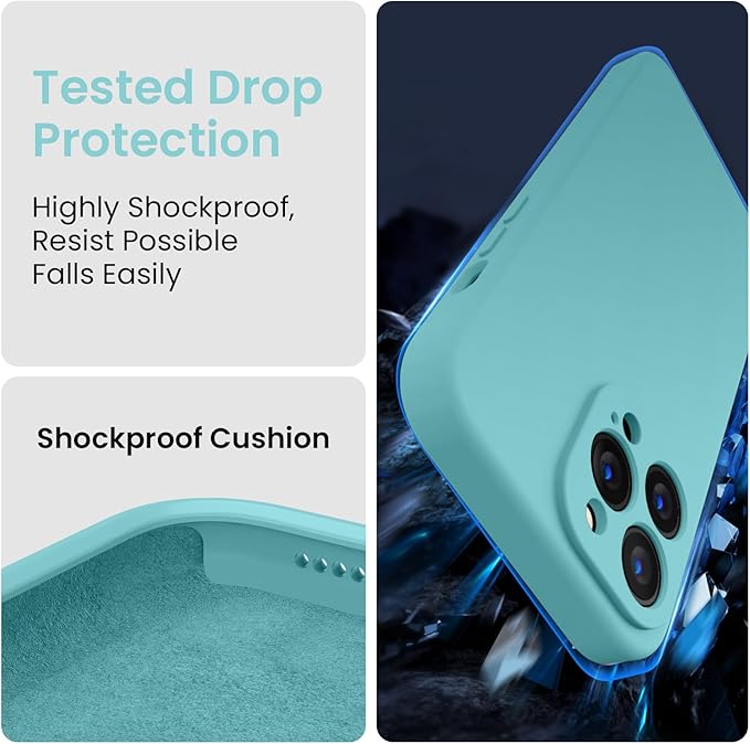 FireNova Designed for iPhone 13 Pro Case, Silicone Upgraded [Camera Protection] Phone Case with [2 Screen Protectors], Soft Anti-Scratch Microfiber Lining Inside, 6.1 inch, Sea Blue
