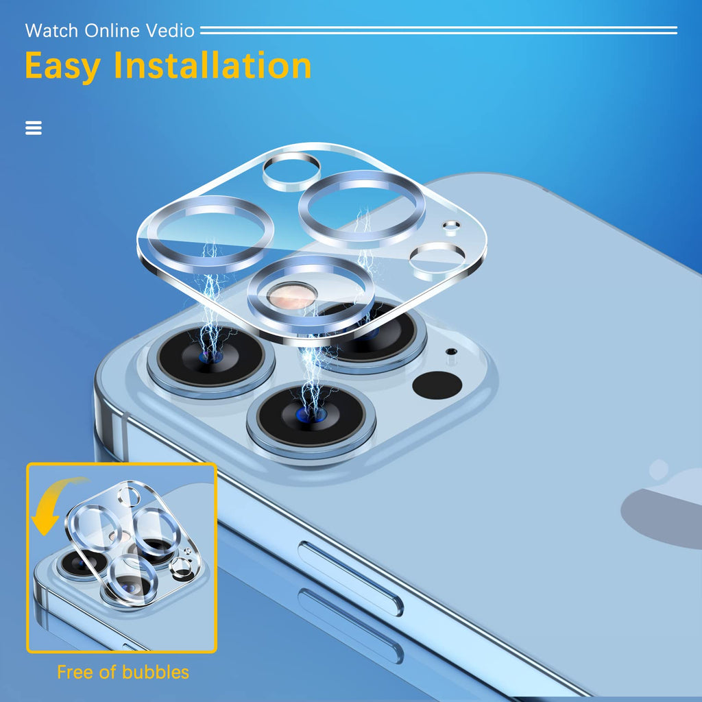 UniqueMe 3 Pack Lens Protector for iPhone 13 Pro/Pro Max-Sierra Blue