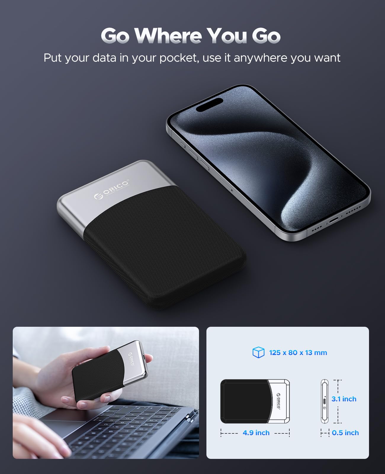 ORICO M25PRO 512GB Portable External SSD, Up to 460MB/s