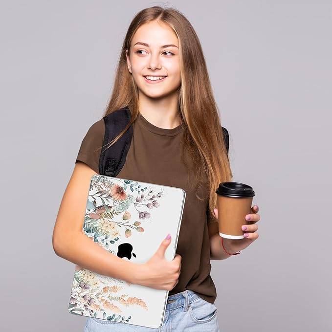 Compatible with MacBook Air 13.6 inch Case, M4 A3240/M3 A3113/M2 A2681 (Released 2025 to 2022), Hard Shell, Keyboard Cover, Screen Protector, Webcam Cover & Type-C Adapter, Abstract Flower