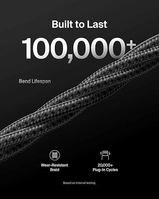 Belkin USB A to USB C Cable 2-Pack, 6.6ft, 15W - Type C Charger, iPhone Charger Cord, Soft, Braided, Flexible for iPhone 16 & 15, Galaxy S25, Pixel 9, iPad Pro, Airpods Pro, Switch & More - Black