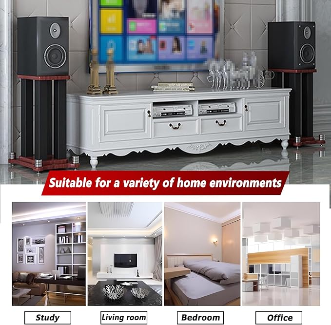 A Pair of Universal Speaker Stands, Heavy Duty Speaker Stands Holds Bookshelf Speaker Satellite Speaker Large Speaker, Vibration-Absorbing MDF Design, Holds 88lbs Speaker (Teak, 40cm/15.7in)