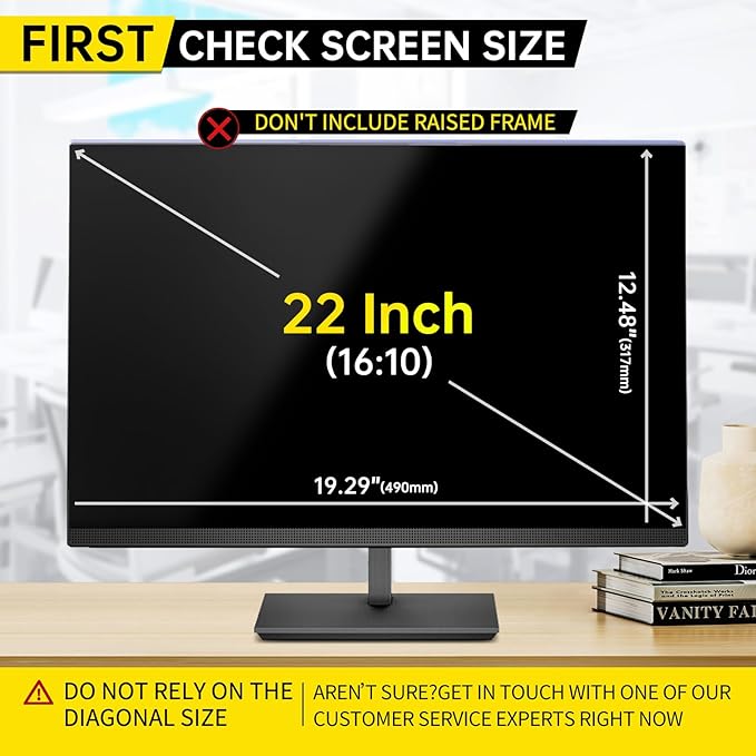 22 Inch Computer Privacy Screen for 16:10 Computer Monitor, Anti-Blue Light Monitor Privacy Screen Filter, Anti-UV Computer Screen Privacy Shield, Hanging Type