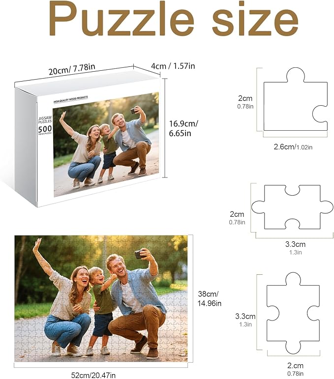 Personalized Photo Puzzle – Custom 500 Piece Jigsaw Puzzle from Your Picture – Unique Gift for Family, Couples, Pets, Birthdays, Weddings, Anniversaries(500-Horizontal)