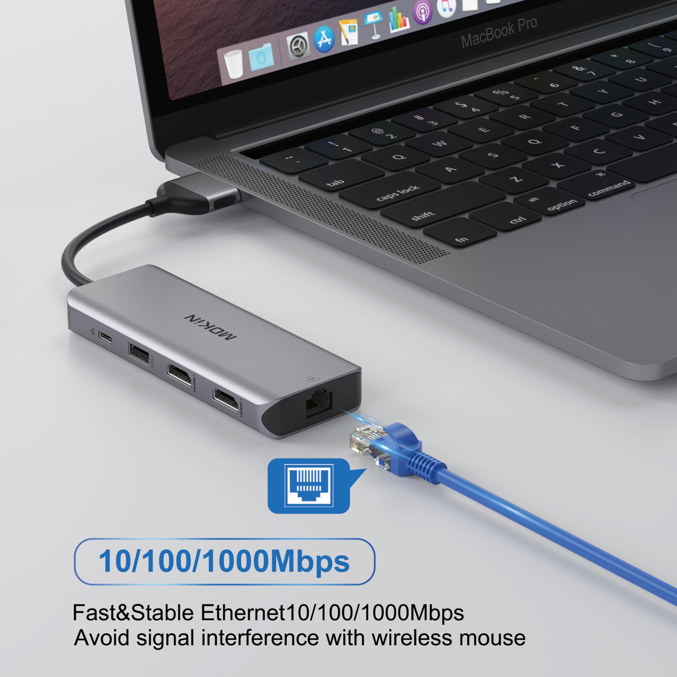 MacBook Pro Docking Station Dual Monitor MacBook Pro HDMI Adapter,9 in 1 USB C Adapters for MacBook Pro Air Mac HDMI Dock Dongle Dual USB C to Dual HDMI Ethernet 3USB SD/TF100W PD