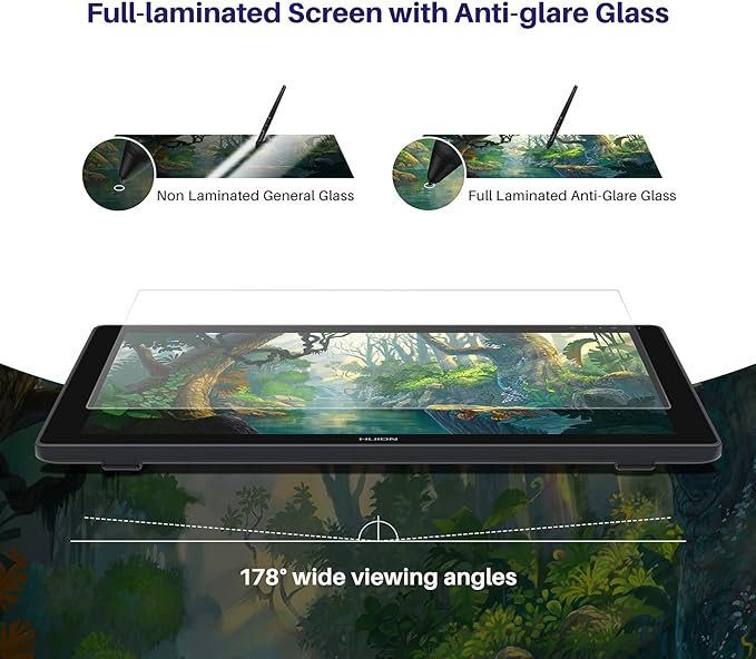 HUION Kamvas 24 Plus 2.5K QHD Graphic Drawing Tablet with Screen, 140%sRGB Full-Laminated QD Drawing Monitor with Battery-Free Stylus 8192 Pen Pressure Tilt for PC, Mac, Android, 23.8inch Pen Display