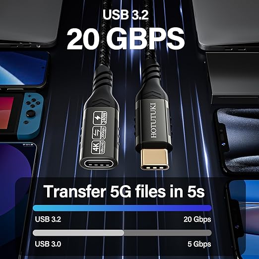 USB C Extension Cable 10ft,usb c female to usb c male cable long,usc to usc extender cable usb 3.2 Extension 240W PD Fast Charging 20 Gbps Compatibility with Laptop Tablet Mobile Phone and more