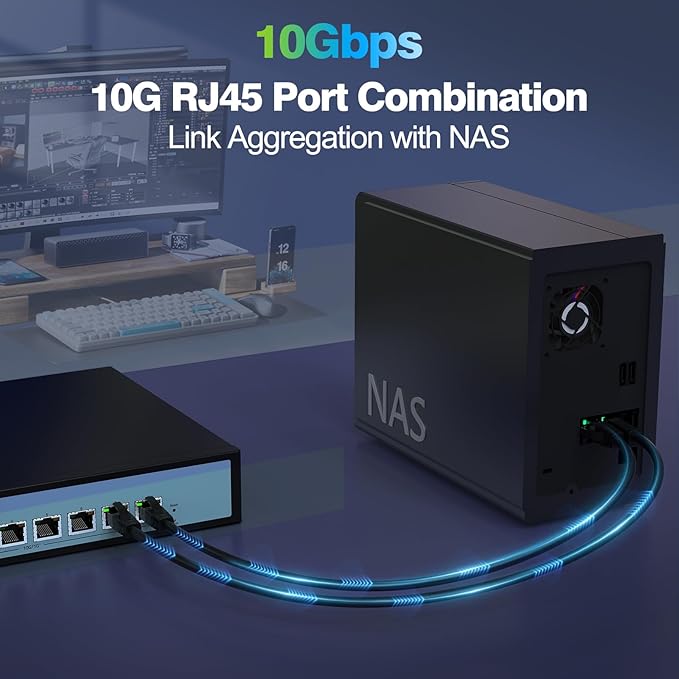 SODOLA 8 Port 10Gb Easy Web Managed Switch, 8 x 10G RJ-45 Ports, 160Gbps Bandwidth, Support LACP, VLAN, QoS, 10G/5G/2.5G/1000M/100M Auto-Negotiation, Multi-Gigabit Managed Ethernet Switch