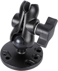 1" Ball Double Socket Arm with AMPS Hole Round Plate Base, Aluminum Alloy Arm&Drill Base, Compatible with RAM Mounts 1 Inch Ball Components, for Bike Car Motorcycle Phone Mount (3.15" Length)