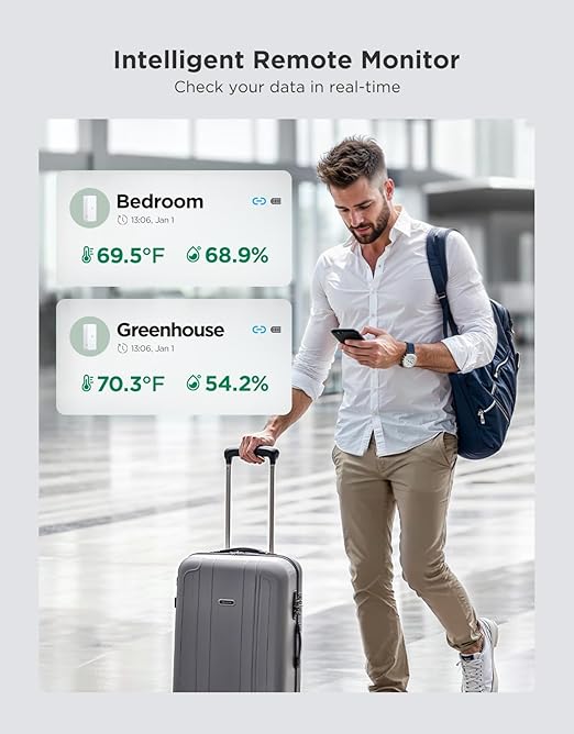 GoveeLife 2.0 WiFi Hygrometer Thermometer 3 Pack, Smart Humidity Temperature Sensor with App Notifications, 2-Year Free Data Storage Export, Temperature Humidity for Bedroom, Wine Cellar, Basements