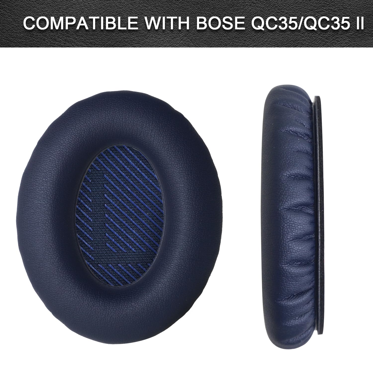 Headphones Replacement Ear Pads,for Bose Quietcomfort QC35 35 ii (Navy Blue) Ear Pads with Softer Leather, Noise Isolation Foam-Blue