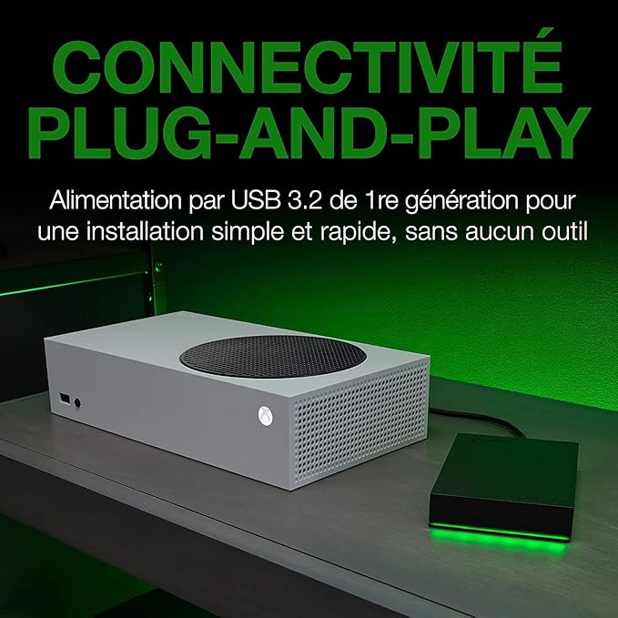 Seagate Game Drive for Xbox 2TB External Hard Drive Portable HDD - USB 3.2 Gen 1, Black with built-in green LED bar , Xbox Certified, 3 year Rescue Services (STKX2000400)