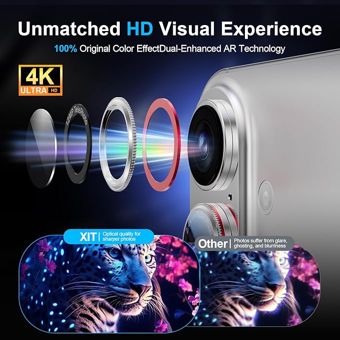 X-it 2 Pack Camera Lens Protector, Shatterproof Anti-Scratch Ultra HD Mechanical Gear Camera Protector, Anti-Glare 9H Tempered Glass Lens Protector for iPhone 16/iPhone 16 Plus,Case Friendly,SilverRed