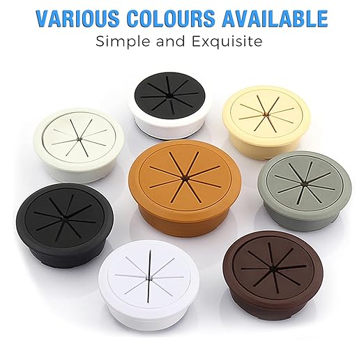 Desk Grommet 2-3/8" (60 mm), Desk Hole Cover for Cables Coffee, Cable Grommet ABS Plastic, Desk Hole Grommet for Office and Home Table Cable, Detachable & Flexible Cable Cord Organizer-2 Pcs