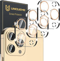UniqueMe [3 Pack] Camera Lens Protector Compatible with iPhone 13 Pro 6.1" / 13 Pro Max 6.7" Tempered Glass,[Case Friendly][New version][Scratch-Resistant][Easy Installation] -Gold