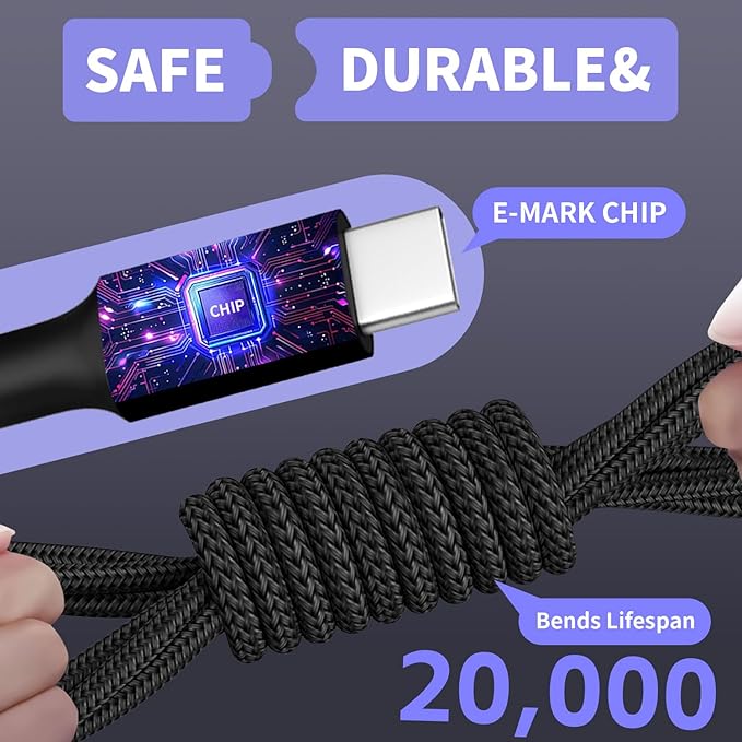 Travel Essentials, Dual Type-C 4 in 1 Multi Charging Cable for Multiple Devices, USB Cables Universal Phone Charger Cord with IP/Micro/2 USB-C Port for iPhone16/15/14, Android Tablet Pad, 2Pack 5FT
