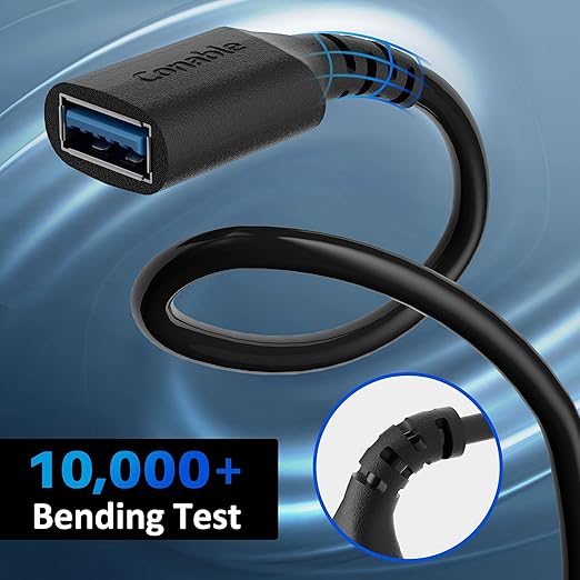 3 Pack USB 3.0 Extension Cable 15 Feet, USB A Male to Female Extender Cord, 5Gbps Data Transfer for Webcam, Printer, Keyboard, Mouse, Flash Drive, Hard Drive, Controller, Black Cable with 5 Cable Ties