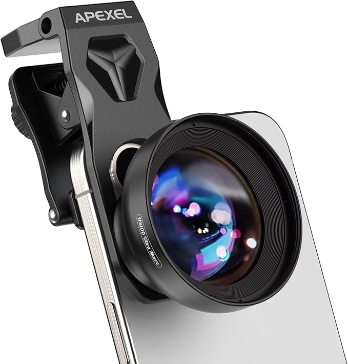 Upgraded Professional Macro Lens for Smartphone, HB100U Macro Photography Lens for iPhone, Aluminum Phone Camera Lens Kit with Universal Clip. Phone Lens Attachment Fit for iPhone, Android Phone.