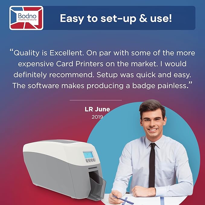 Bodno Magicard 600 Single Sided ID Card Printer & Complete Supplies Package ID Software - Bronze Edition