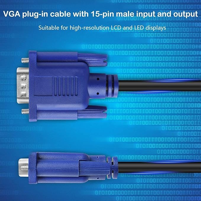 PASOW VGA to VGA Monitor Cable HD15 Male to Male for TV Computer Projector (5 Feet)