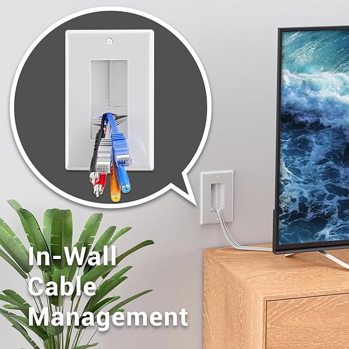 Iwillink Brush Wall Plate (10 Pack), Cable Pass Through Insert for Wires, Single Gang Cable Access Strap, Wall Socket for HDTV, Home Theater Systems