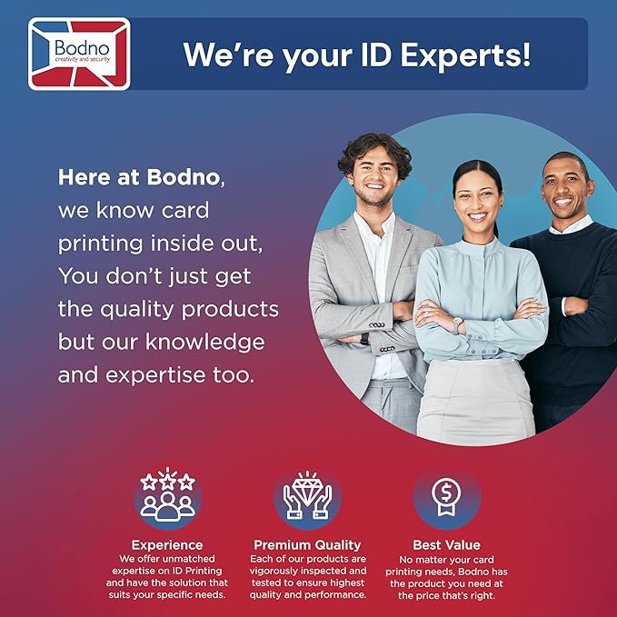 Bodno Magicard Pronto ID Card Printer & Complete Supplies Package ID Software - Silver Edition