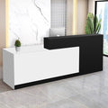 Reception Desk with Counter Modern Checkout Counter with Lockable Drawer Keyboard Tray Receptionist Desk for Office Salon Reception Table D Left 55inch/140cm
