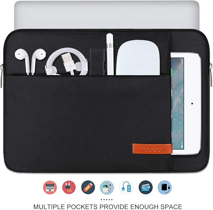 Lacdo Laptop Sleeve Case for 14 inch New MacBook Pro M4/M3/M2/M1 Chips Pro Max A3112 A3401 A3185 A2918 A2992 A2779 2024-2021, 13.8" 13.5" Microsoft Surface Laptop 7th 6 5 4 3 Computer Bag, Black